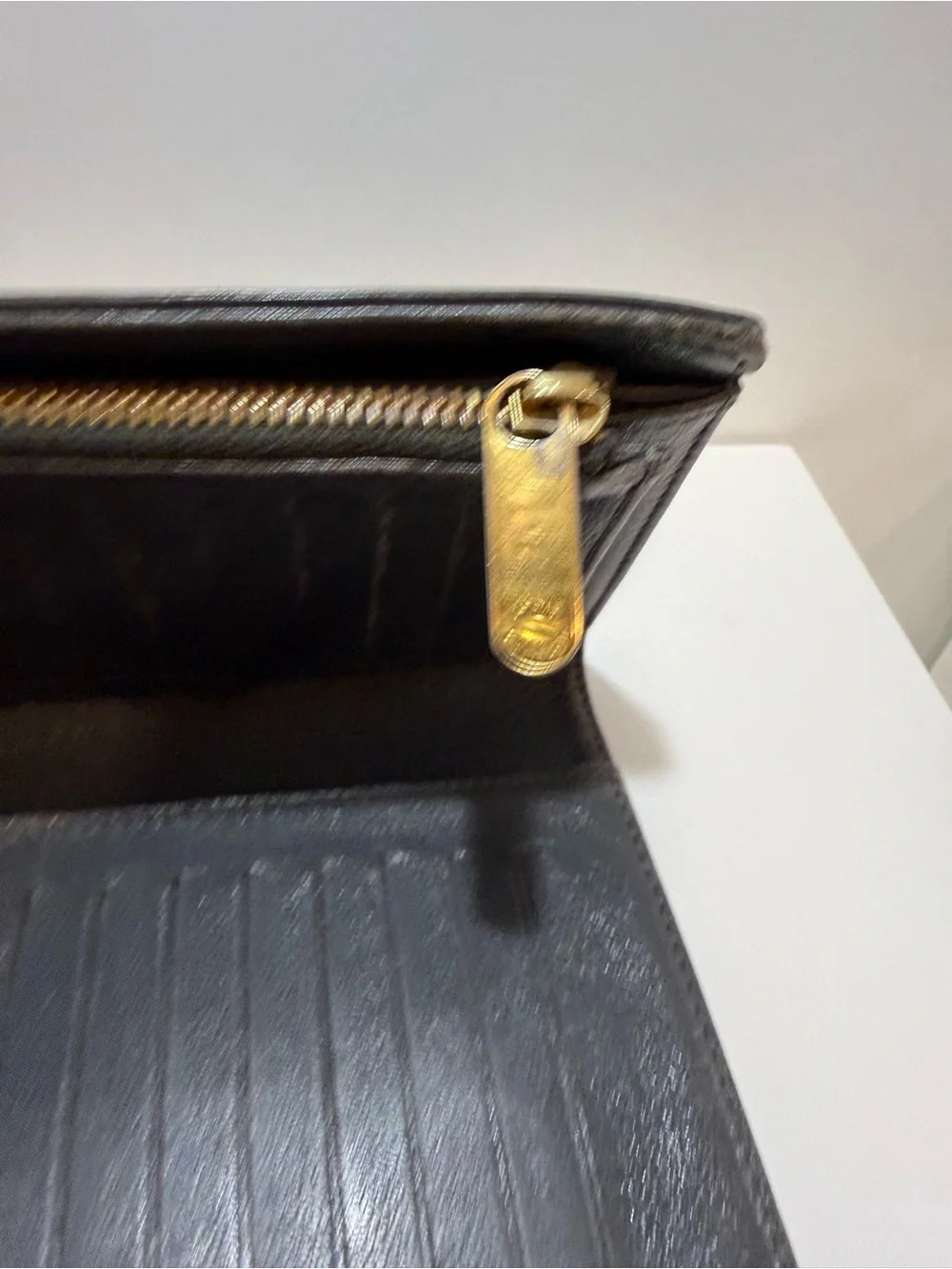Louis Vuitton Charcoal Mahina Leather Clasp Wallet